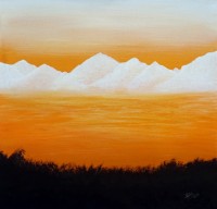 Irtiza Kazmi, Sunkissed, 24 x 24 inches, Acrylics on Canvas, Landscape Painting, AC-IRTK-005